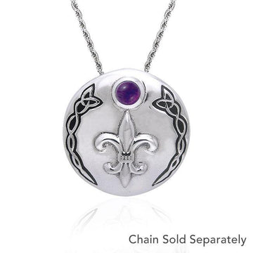 Fleur De Lis with Celtic Knotwork Silver Pendant TPD354 - Jewelry